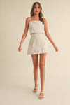 LINEN CAMI TOP AND MINI SKIRT SET WITH EMBROIDERY
