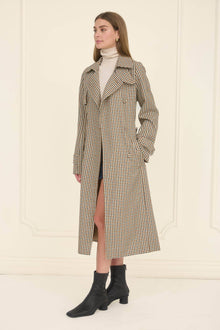  MOON RIVER - PLAID BELTED TRENCH COAT