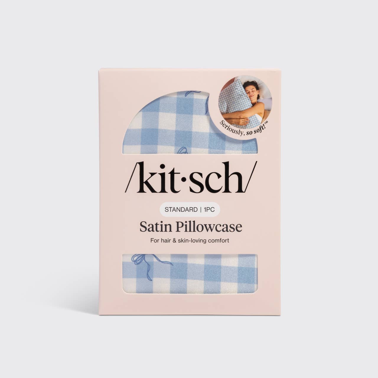 Satin Pillowcase Standard - gingham blue