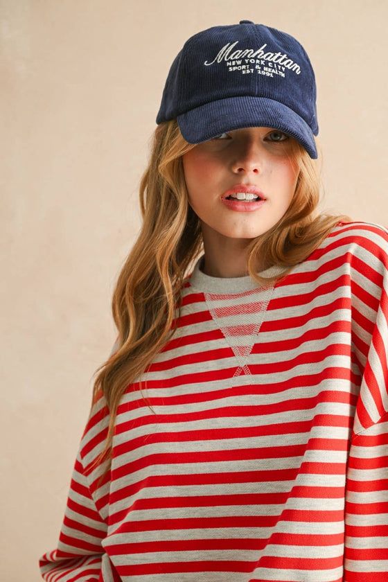 STRIPED LONG SLEEVE PULLOVER