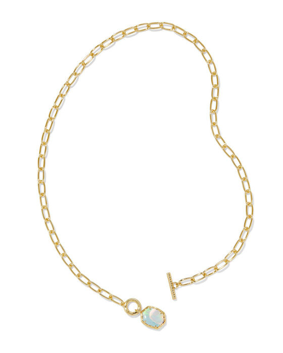 DAPHNE LINK CHAIN GOLD NECKLACE in white opalescent resin