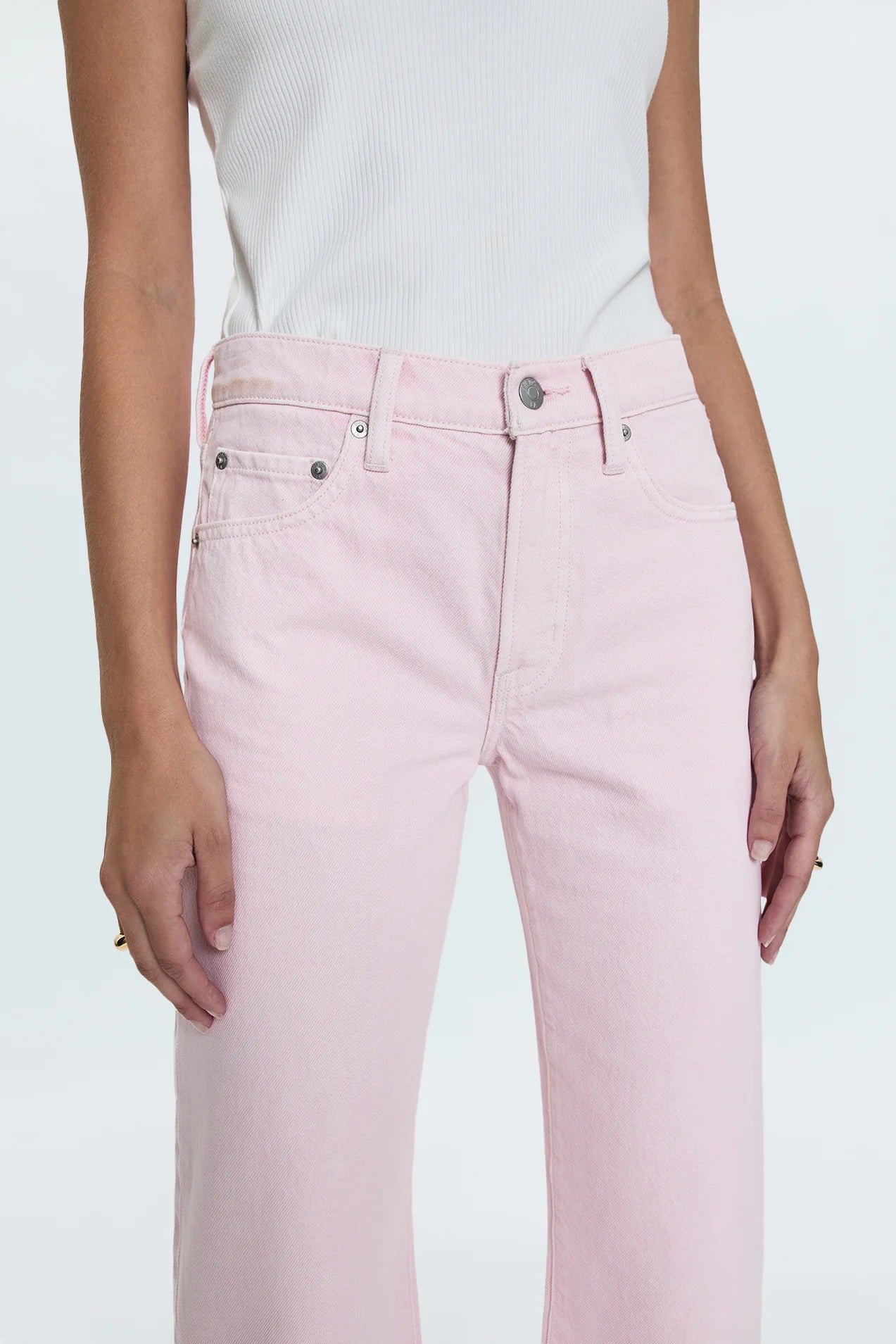 LEXI MID RISE BOWED STRAIGHT DENIM in blush