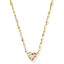  MINI ARI HEART SATELLITE SHORT PENDANT NECKLACE in bubblegum pink opal