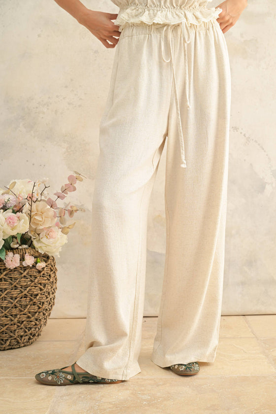 LINEN ELASTIC BAND WAIST PANTS