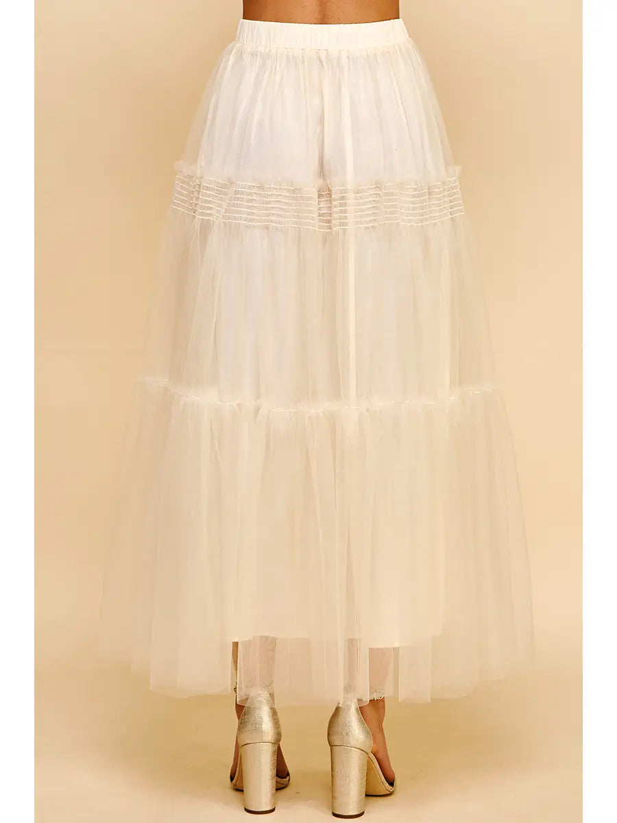 TULLE TIERED MAXI SKIRT