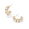 KRISTA HUGGIE EARRINGS in gold white pearl