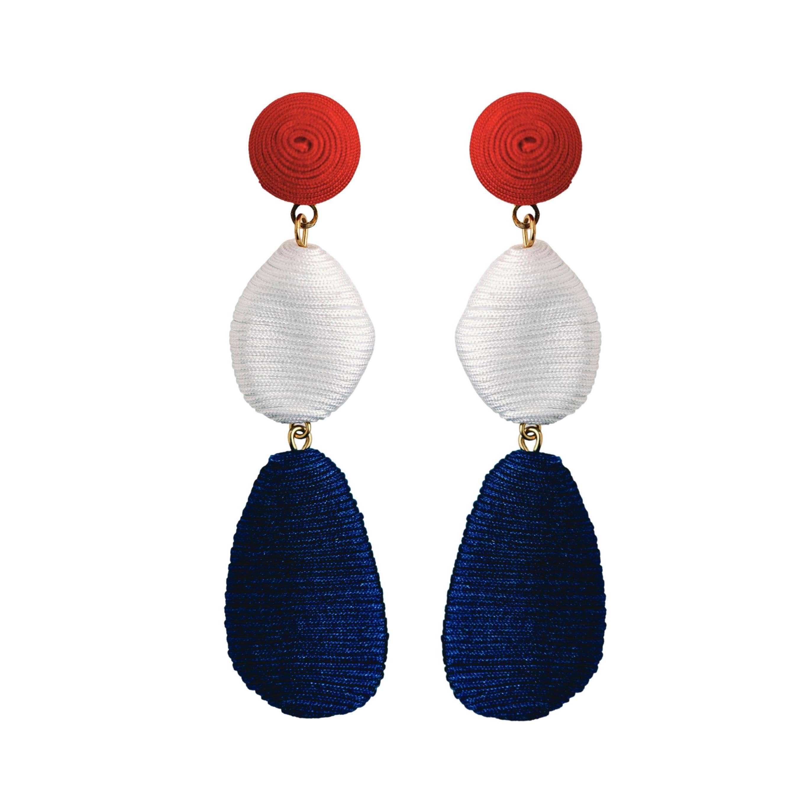 RED, WHITE, & BLUE PATRIOTIC OMBRE LIDO DROP EARRINGS