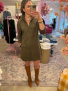 3/4 SLEEVE VEGAN SUEDE DRESS