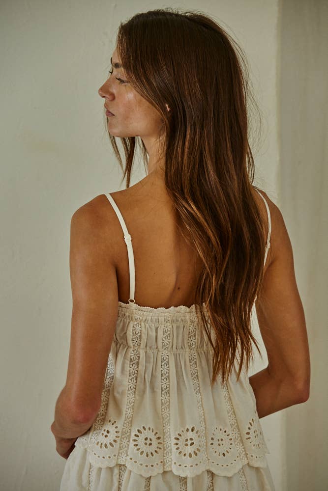 Cotton Eyelet Smocked Top