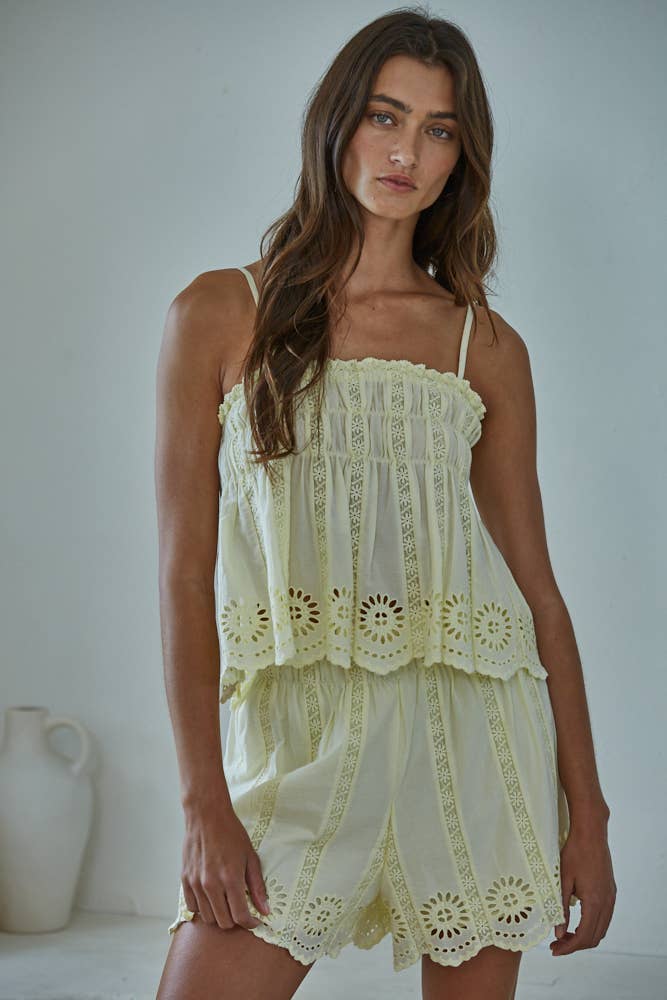 Cotton Eyelet Smocked Top