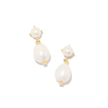  EVE DROP GOLD EARRINGS in white pearl