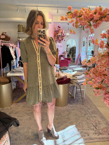  TEXTURED BUTTON UP DRESS