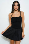 POINTELLE KNIT POPLIN COMBO MINI DRESS