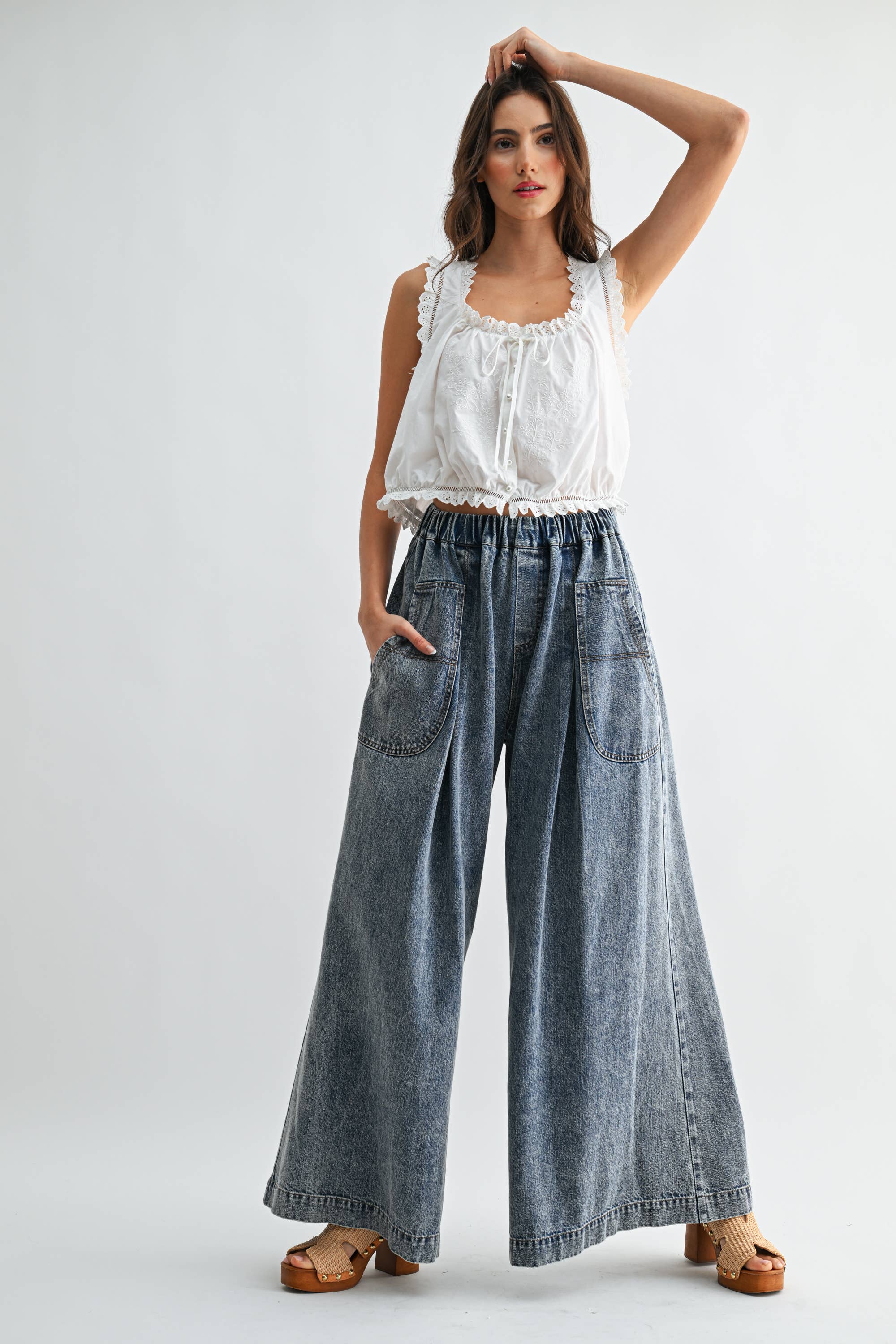 Embroidered Broderie  Cotton Sleeveless Top