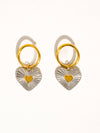 Annette 18K Gold Non-Tarnish Two Tone Heart Earring: mixed metal