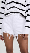 GIGI LOW RISE CUT OFF DENIM SHORTS in luxe white distressed