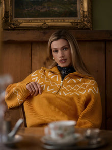 SIGRID FAIR ISLE HALF ZIP SWEATER