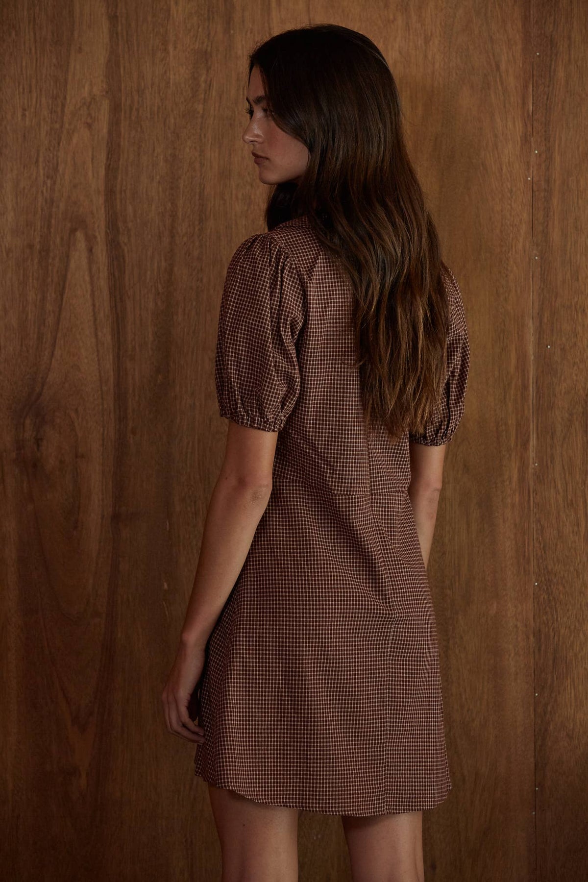 Collared Mini Dress with Velvet Bow Detail