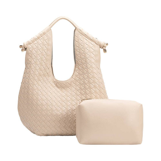 MELIE BIANCO - TRACY WOVEN  RECYCLED VEGAN SHOULDER BAG - ivory