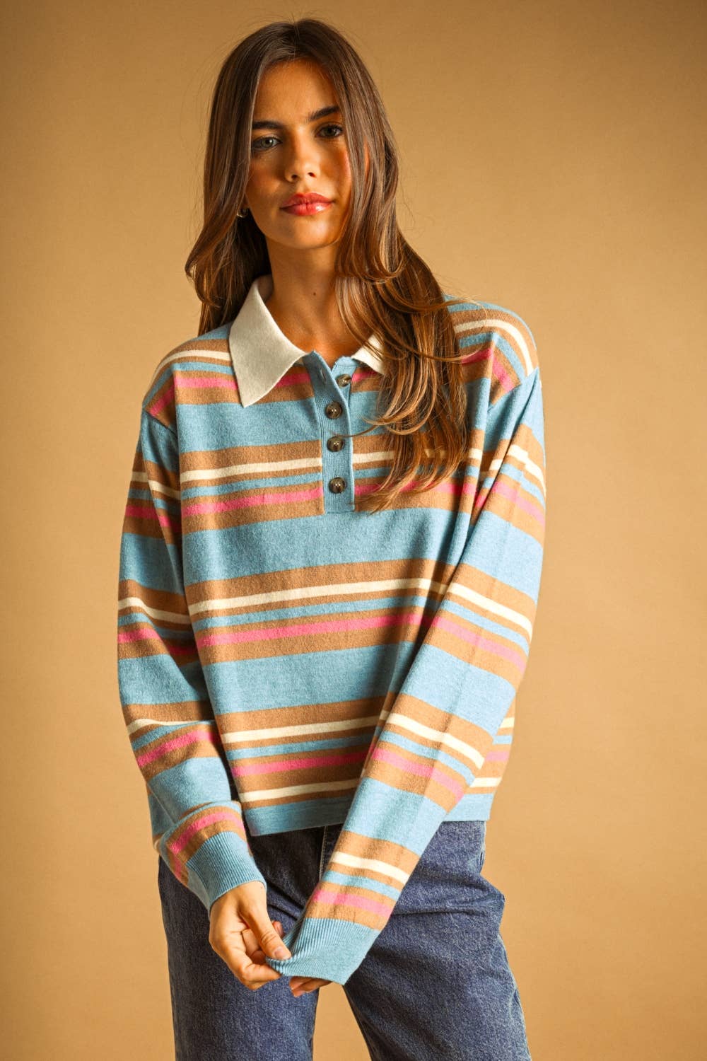 Striped Polo Sweater
