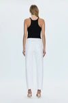 LEXI MID RISE BOWED STRAIGHT LEG JEANS in luxe white vintage