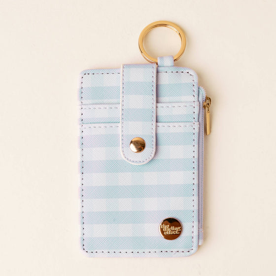 KEYCHAIN WALLET-Gingham Blue