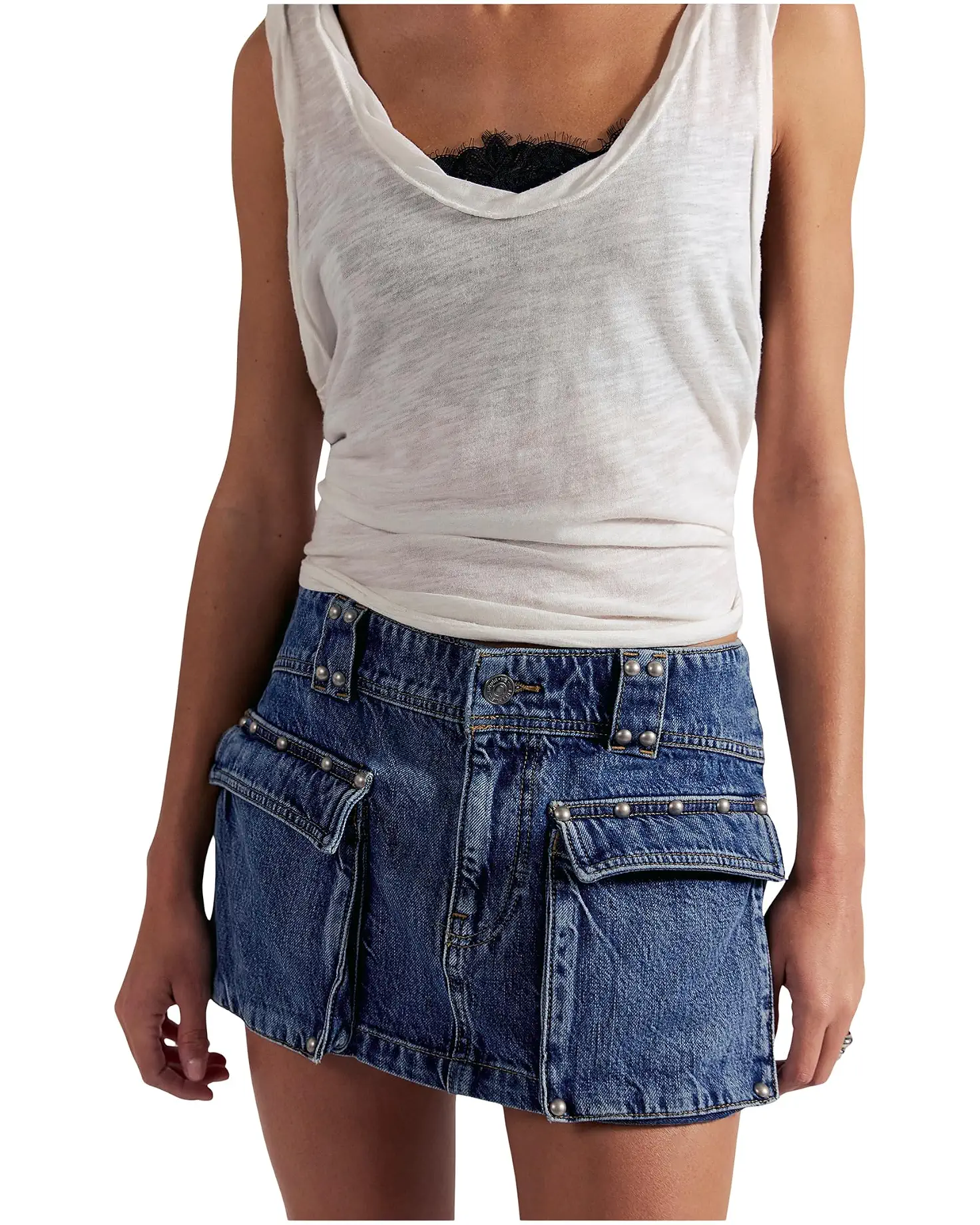 Herra Studded Denim Mini Skirt
