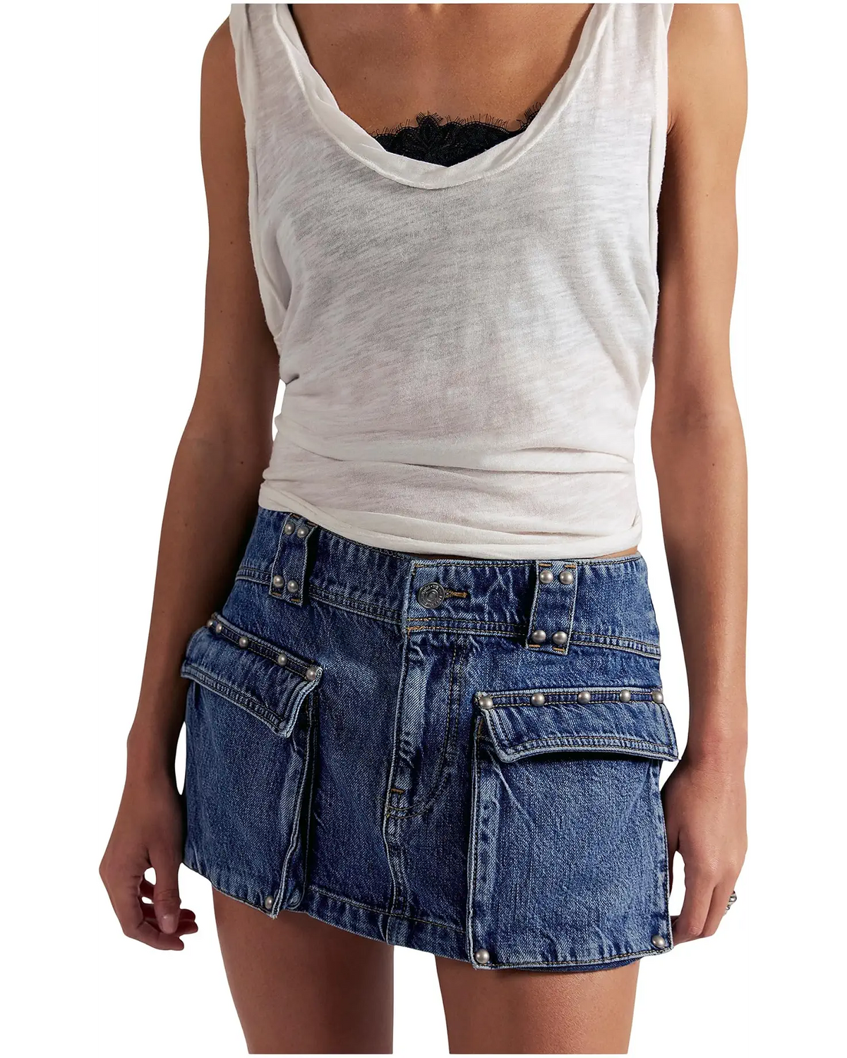 Herra Studded Denim Mini Skirt