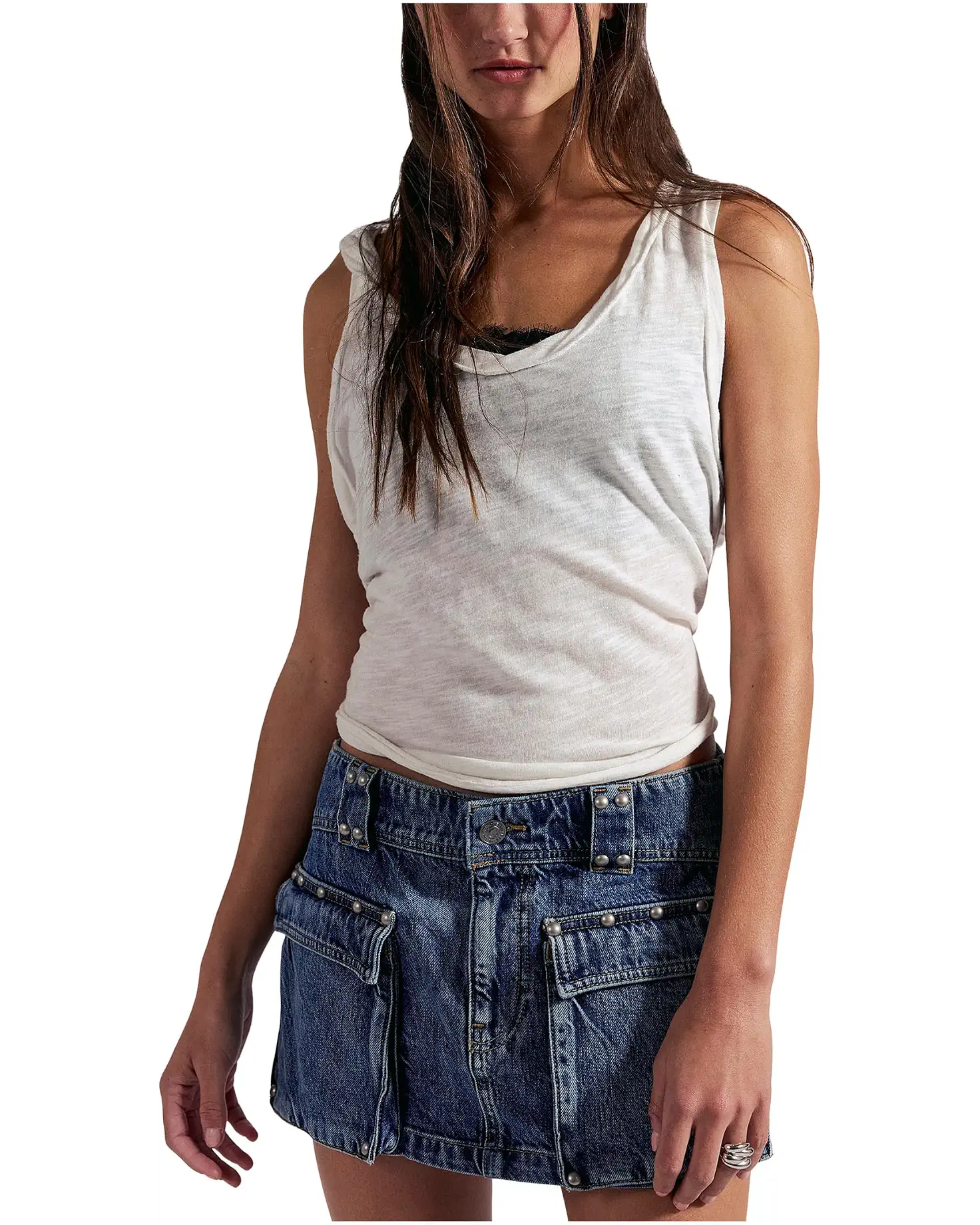 Herra Studded Denim Mini Skirt