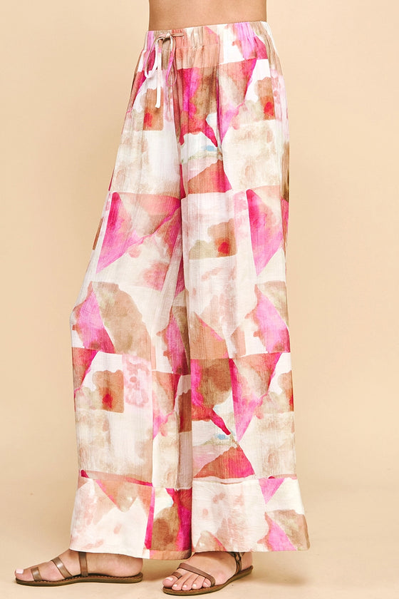 DEBI PRINTED WOVEN WIDE LEG PANTS