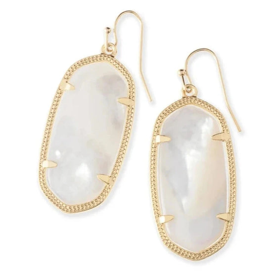 ELLE GOLD DROP EARRINGS inI ivory mother of pearl