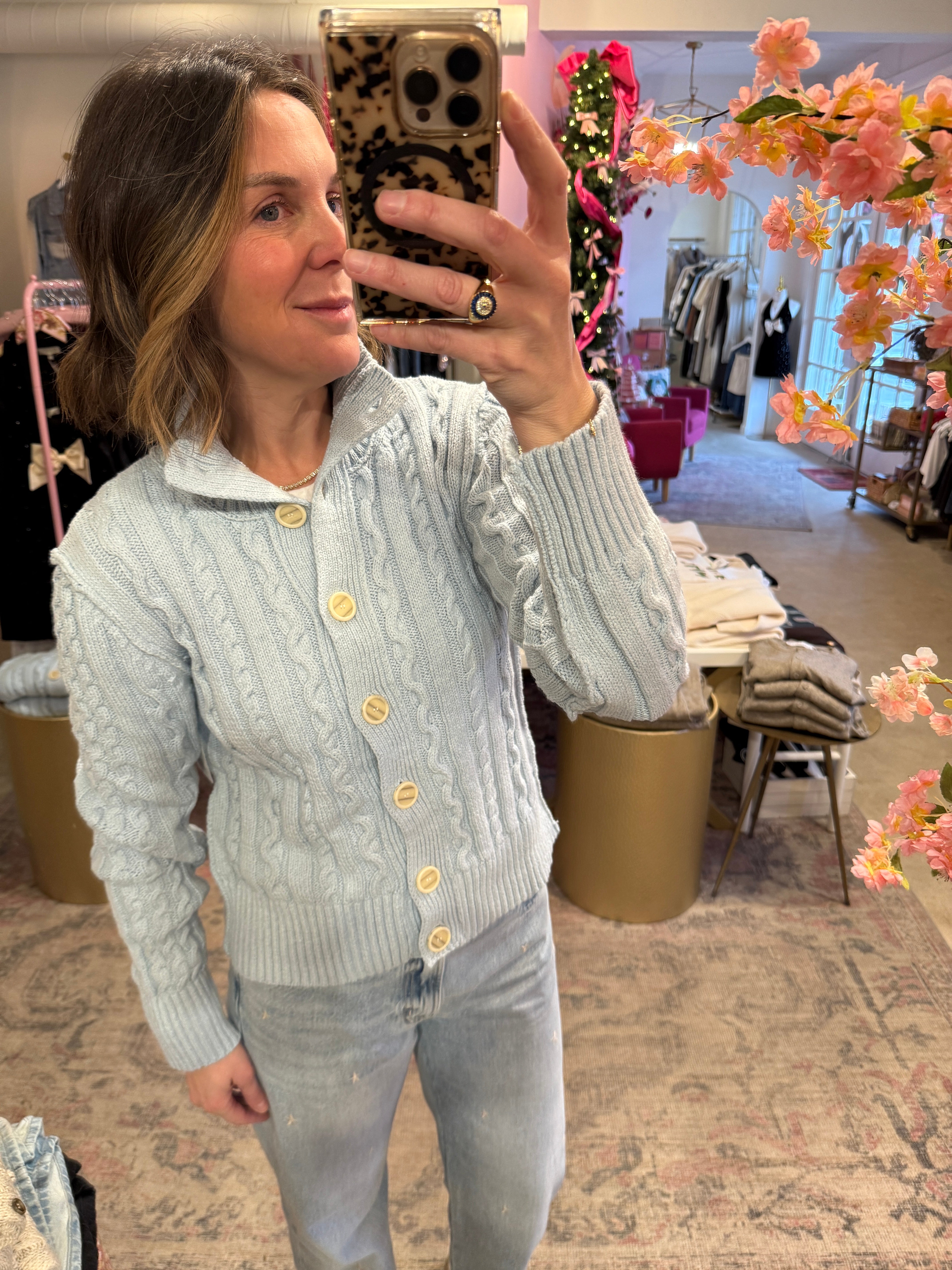 CABLE COLLAR CARDIGAN