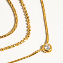  PAULETTE 18K GOLD NON-TARNISH TRILAYER CZ CHAIN NECKLACE