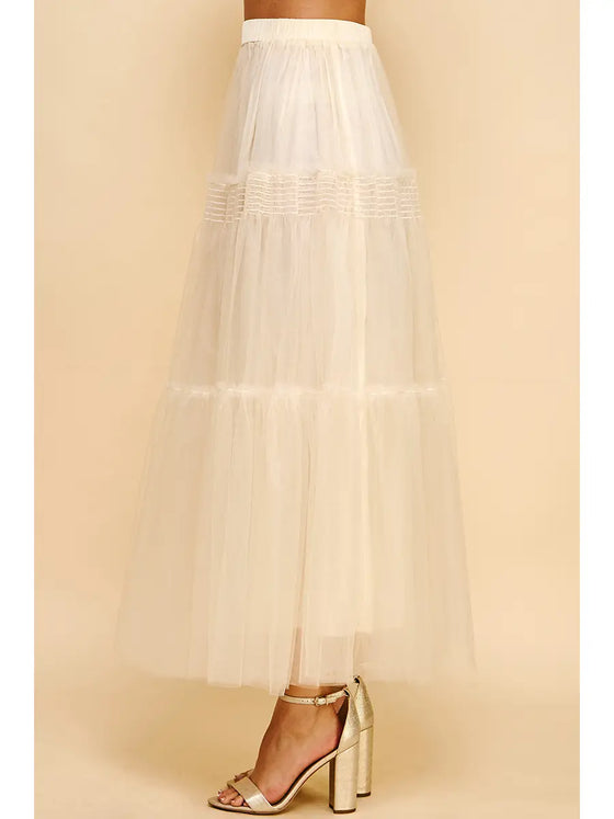 TULLE TIERED MAXI SKIRT