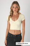 V NECK CROP TEE