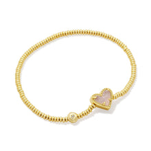  ARI HEART STRETCH BRACELET in gold iridescent drusy