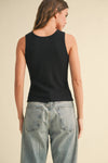 TWISTED DETAIL OPEN FRONT RIBBED TOP