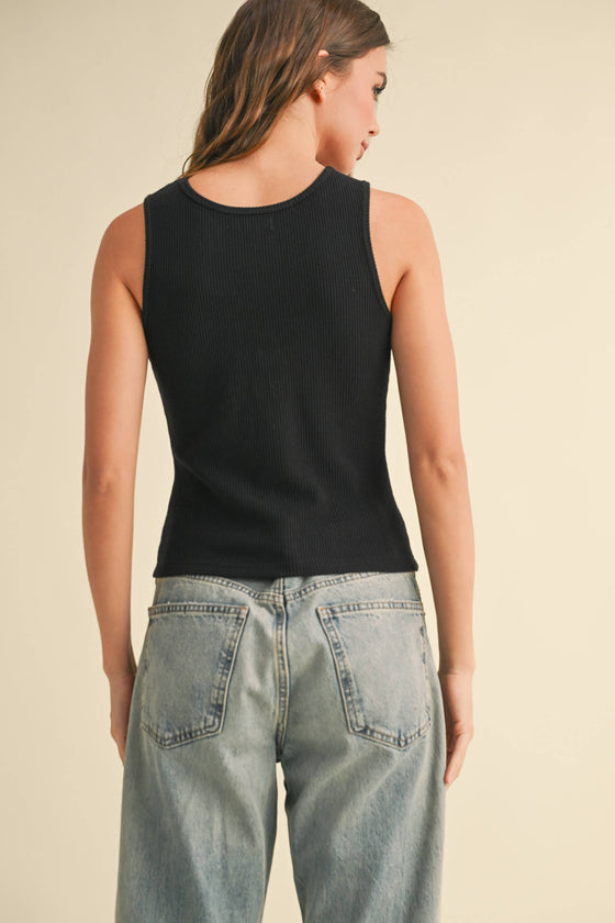 TWISTED DETAIL OPEN FRONT RIBBED TOP