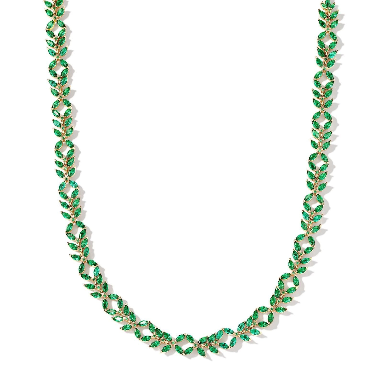 ROSALIE GOLD TENNIS NECKLACE in green crystal