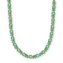  ROSALIE GOLD TENNIS NECKLACE in green crystal