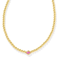  ABBIE BEADED GOLD NECKLACE in azalea illusion