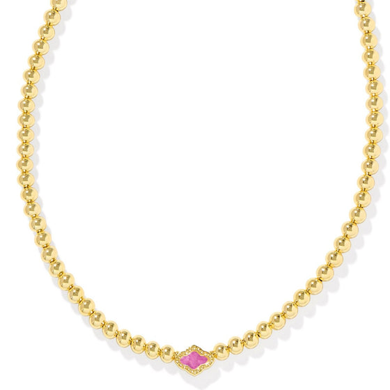 ABBIE BEADED GOLD NECKLACE in azalea illusion