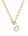 DAPHNE LINK CHAIN GOLD NECKLACE in white opalescent resin