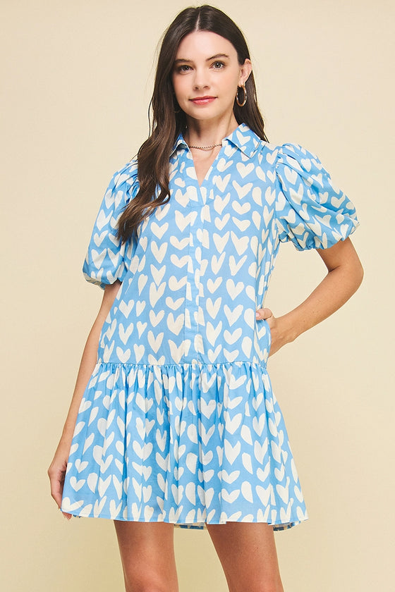 HEART PRINT MINI DRESS