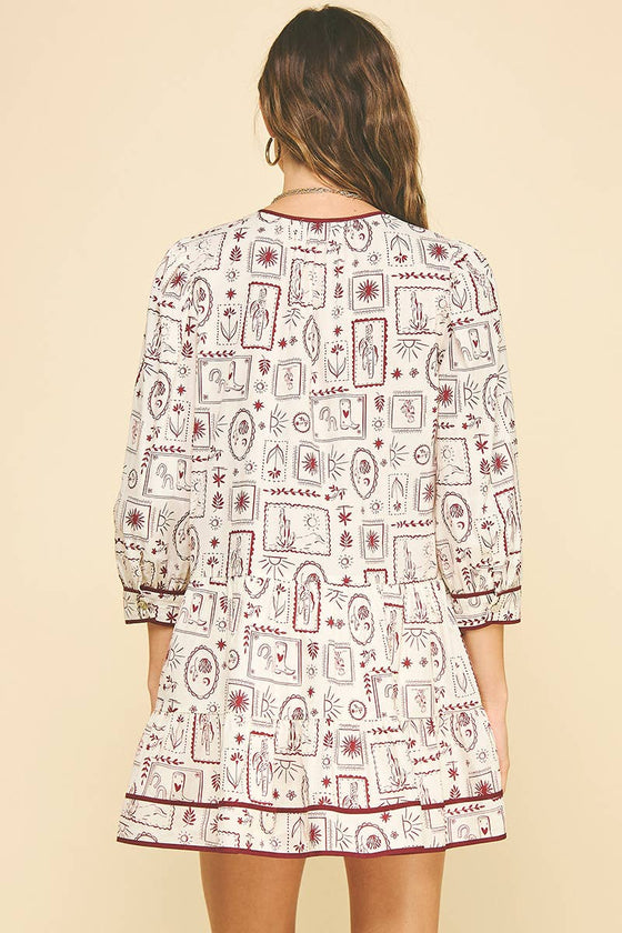 COWBOY PRINT TIERED MINI DRESS