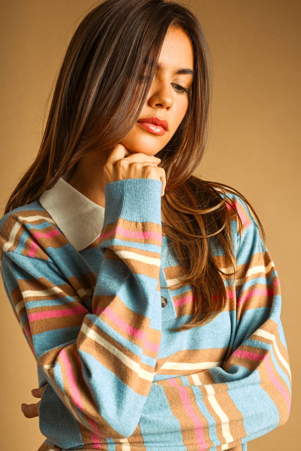 Striped Polo Sweater
