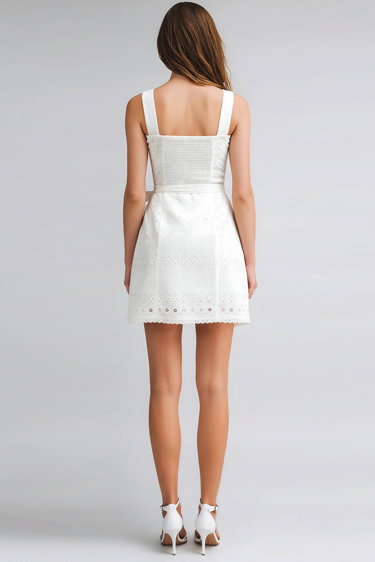 WHITE LACE WRAP MINI DRESS
