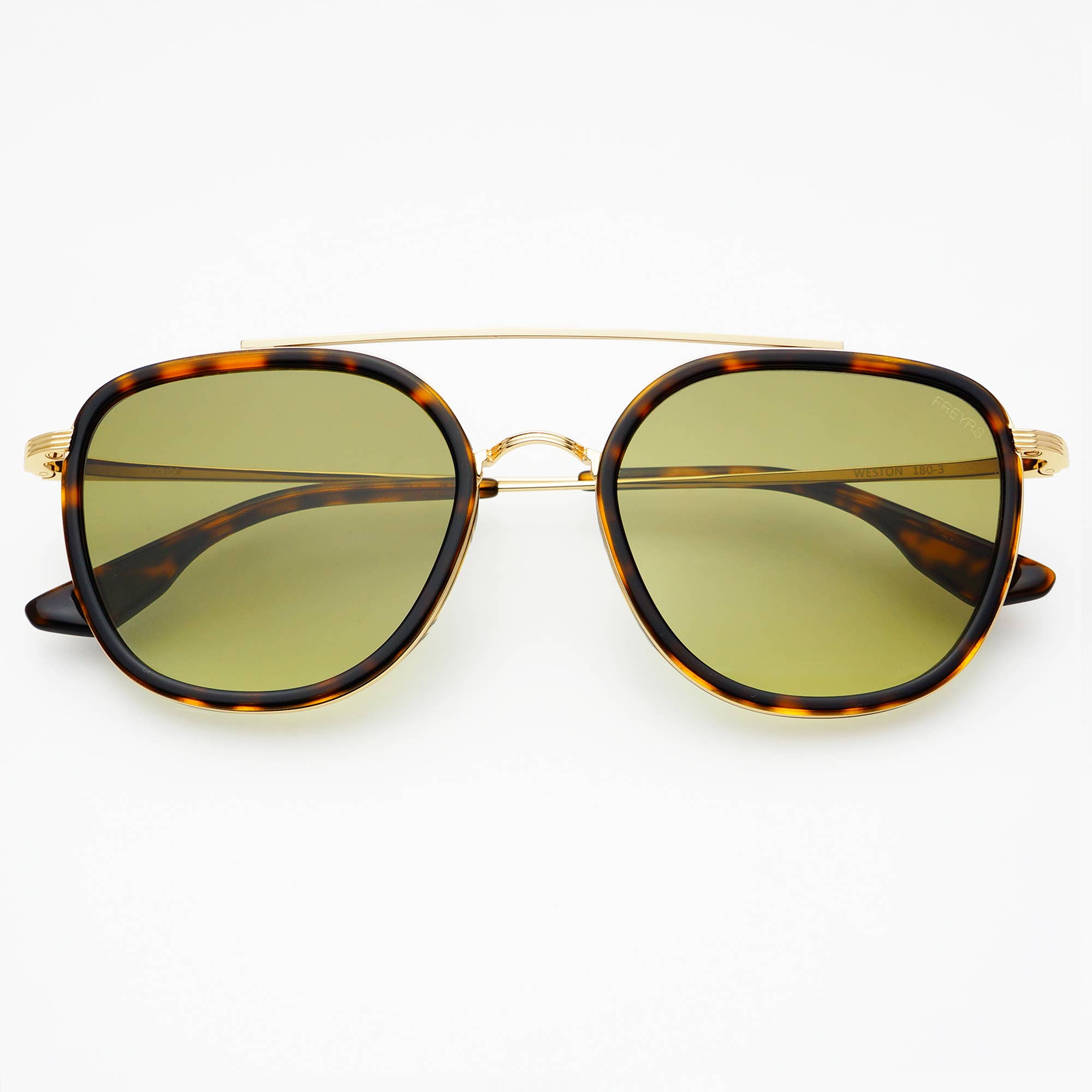 FREYRS Eyewear - Weston Acetate Round Sunglasses: Tortoise / Fade Green