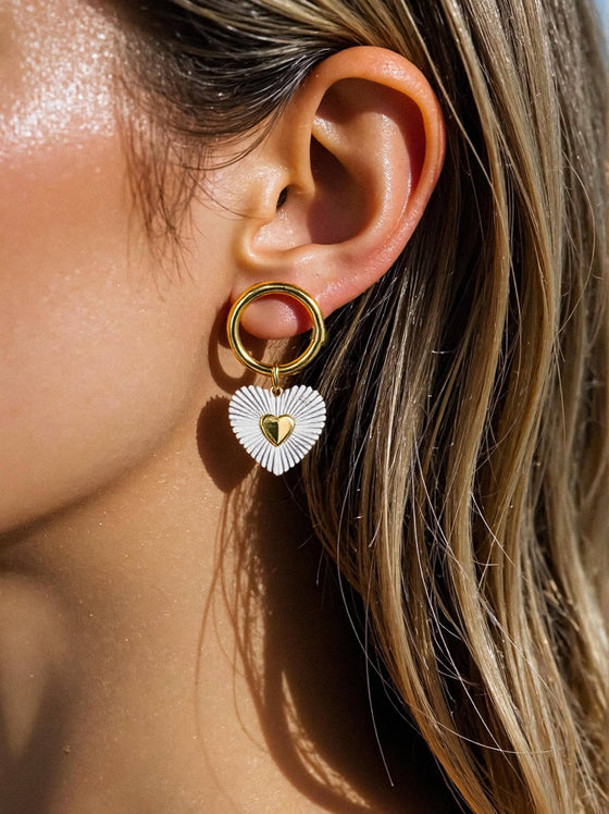 Annette 18K Gold Non-Tarnish Two Tone Heart Earring: mixed metal