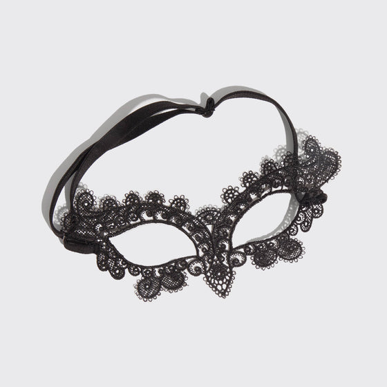 LACE HEADBAND & MASK 2PC SET - Black Cat
